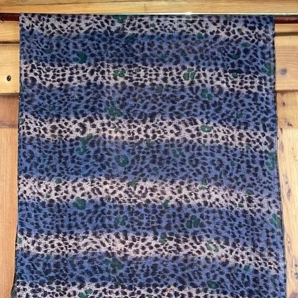 Silk Chiffon Cheetah Print Sheer Oblong Scarf 74” X 12”